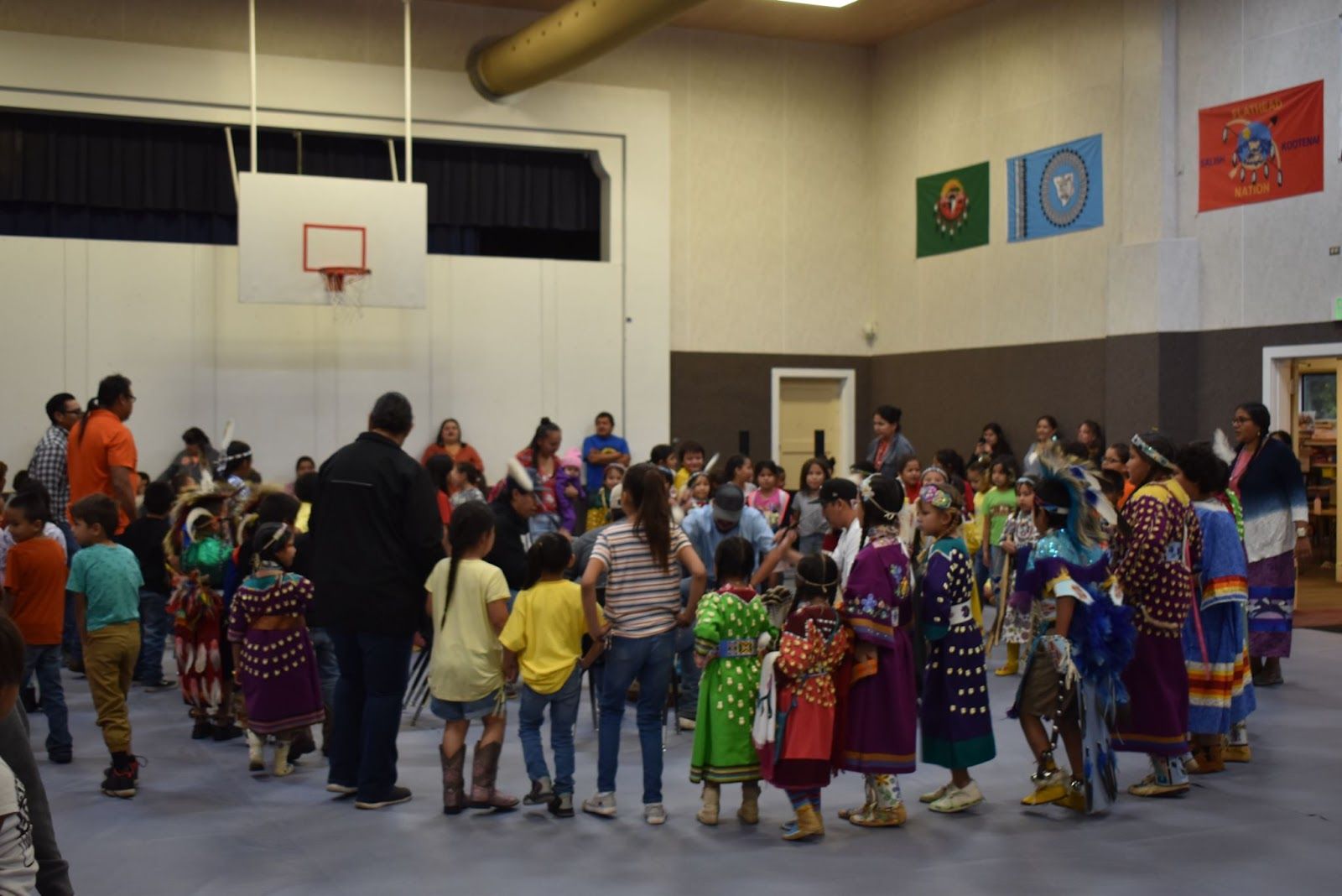 At the end of the powwow, everyone was invited to join in, many students excitedly took the opportunity to do so. / Photo by Niklas Means, Four Points Press