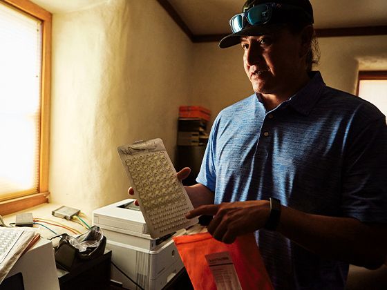 After a 10-year break, Emery Three Irons returned to MSU where he became an award-winning scientist and scholar. He now leads an effort to bring clean drinking water to the Crow Indian Reservation. / Photo by Adrián Sánchez-González, MSU News Service