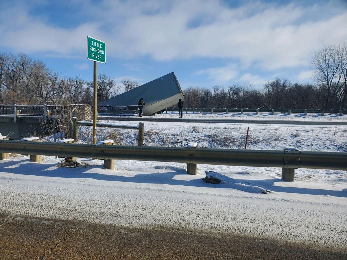 Slick Roads Send Truck in to River