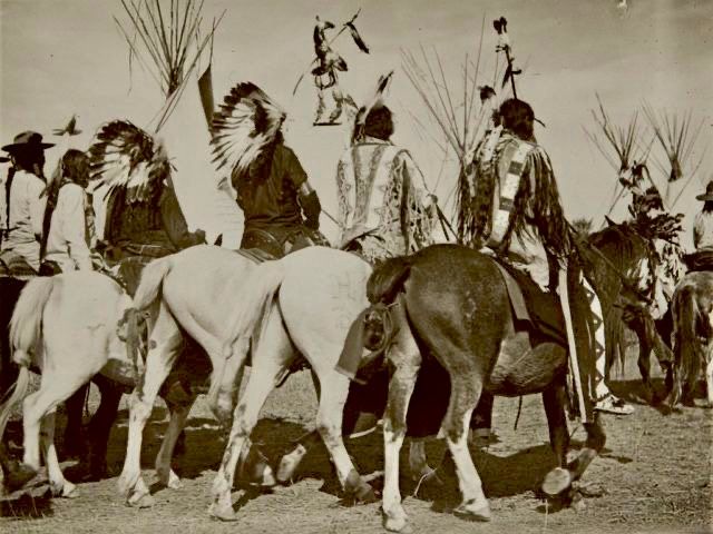 Sitting Bull brought with him to Crow Country over 100 men and their families to Crow Country for a visit in 1886. / Historic