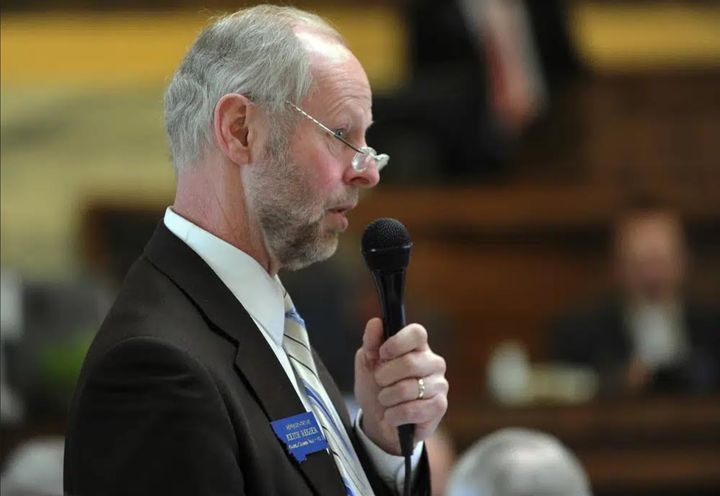 Montana state Rep. Keith Regier, R-Kalispell, speaks on the House floor on March 21, 2013, in Helena, Mont. Regier, now a sta